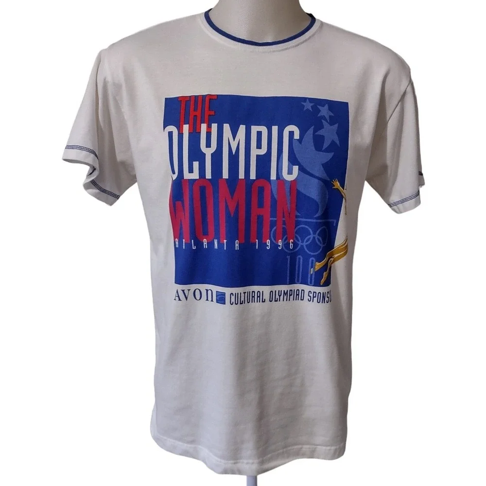 The Olympic Women's Size L Avon Sponsor T-Shirt Vintage 90s 1996 Atlanta Games‎
